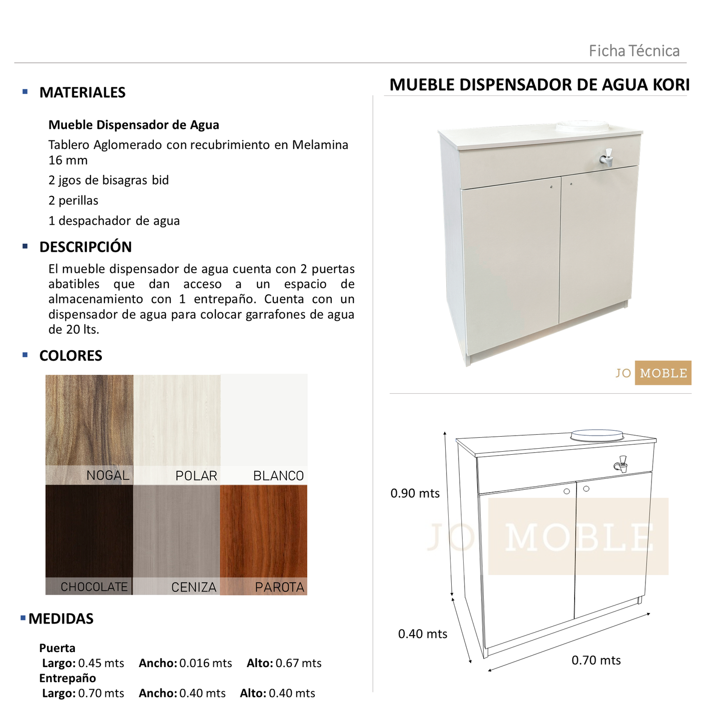 Mueble Dispensador de agua Kori